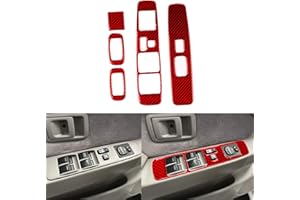 PJFUS Interior Carbon Fiber Sticker Compatible with Tacoma 2001-2004(Special Edition only) red (Windiw Lift Switch Four-Door)