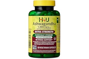 H4U 4 TOP Care Ashwagandha Dietary Supplement, 1300 mg, Stress Relief and Mood Enhancer, 60 Vegetarian Capsules