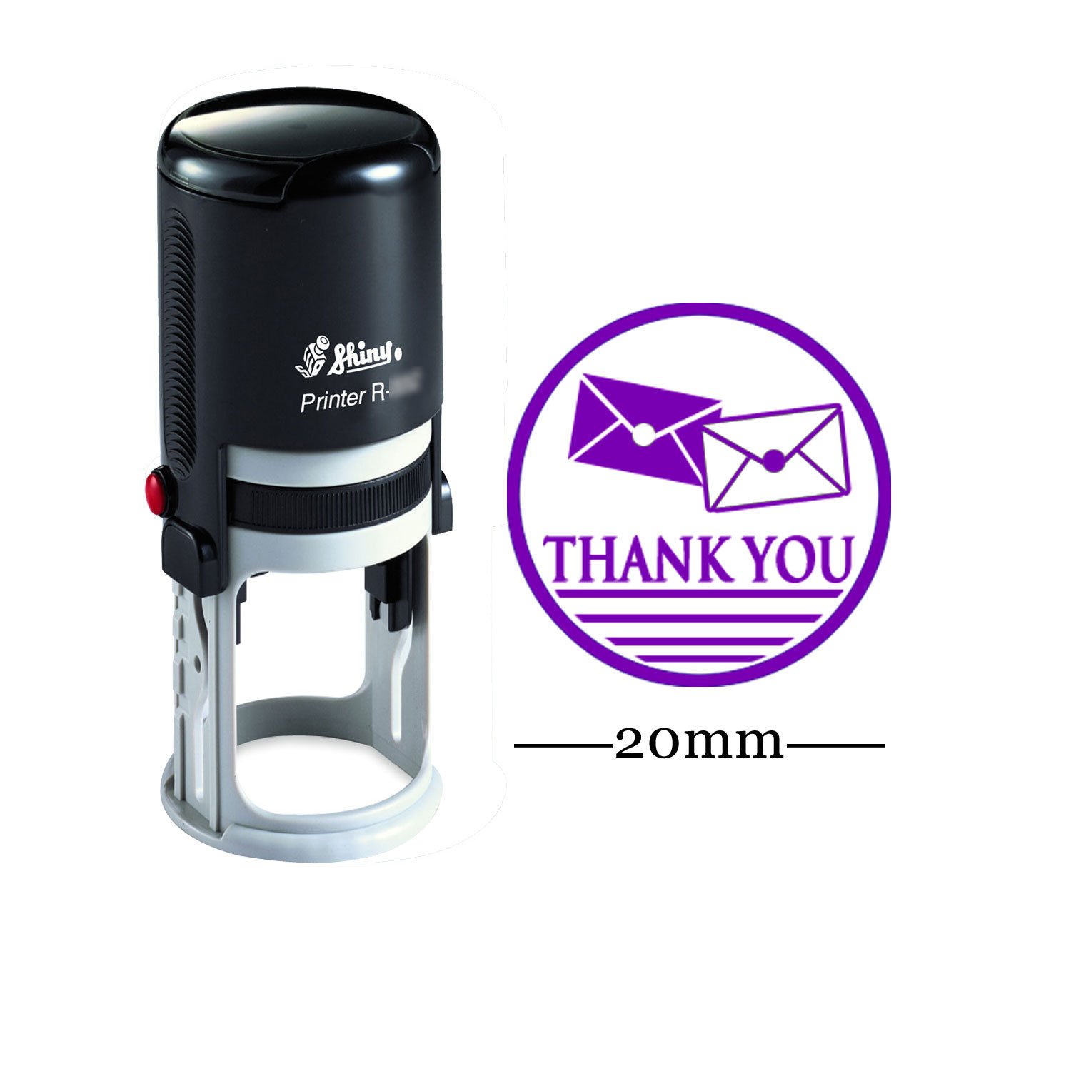 Thank You Round Self Inking Thank You Stamp 20mm Mini Shiny Mounted Rubber Stamp