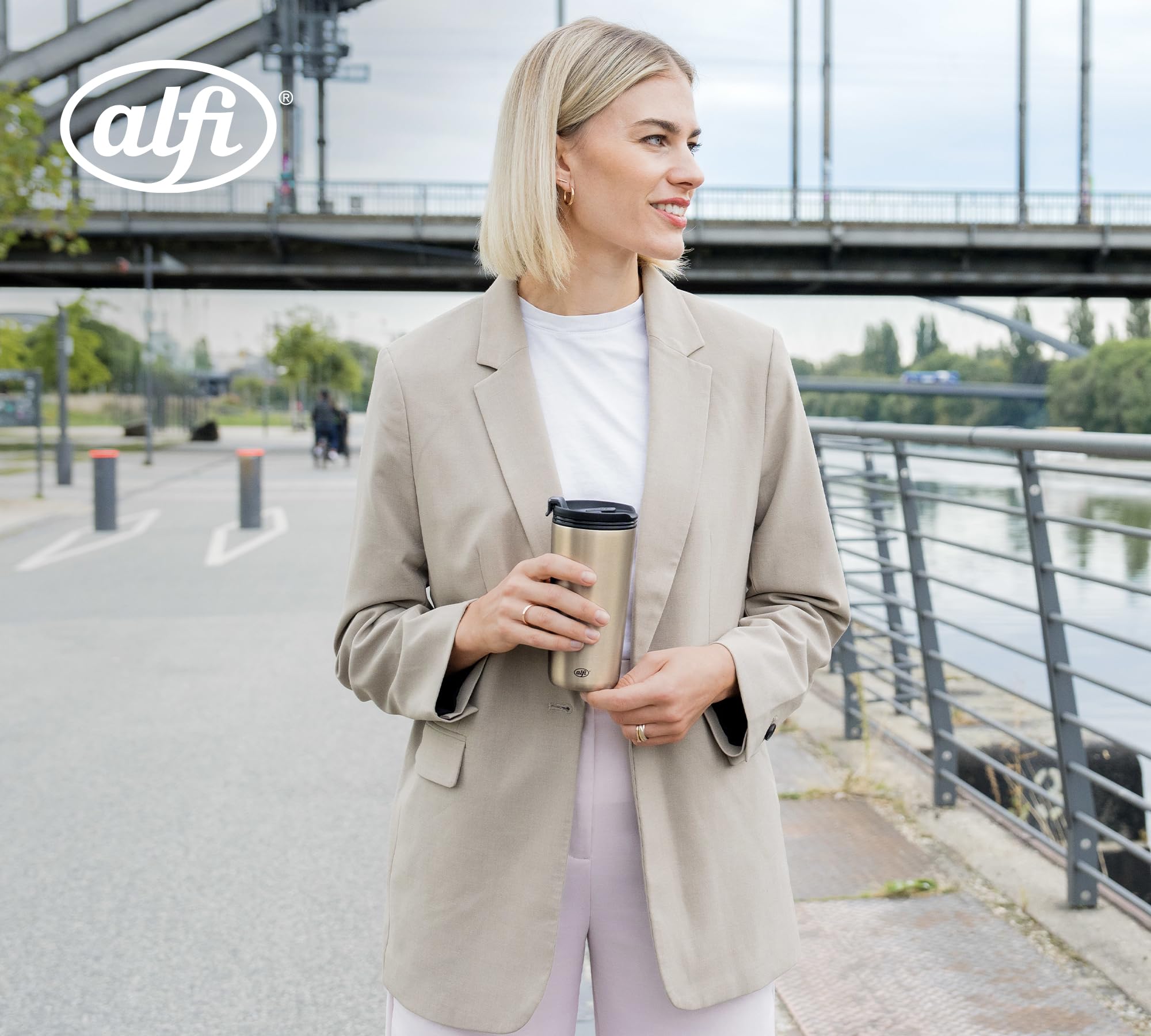 alfi ISO COFFEE MUG, gold champagner, Isolier-Trinkbecher 0,40 l, Kaffeebecher to go, spülmaschinenfest, BPA-frei, hält 4h heiß und 8h kalt, Becher für unterwegs 2