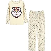 VENTELAN Women Pajamas Cute Christmas Bear Sleepwear Long Sleeve Stripes Loungewear