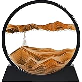 KPNUWN Moving Sand Art Liquid Motion, 3D Deep Sea Sandscape Color Quicksand Decor, Round Glass Moving Sand Art Picture Relaxing Desktop Home Office Work Decor (Orange, 12 inch)