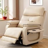 Dual Motor Power Lift Recliner Chair for Adult &amp; Elderly, Leather, Beige | Infinite Position Lay Flat Lift Chair with Heat &amp; Massage, Cup Holder, Lumbar Pillow, Wireless Charger, USB Ports, Leather