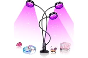 YGS-Tech LED Black Light Dual Head, 15W UV Resin Light Fixture with Clamp, 395-405nm UV Gooseneck Lamp USB Powered for Blackl
