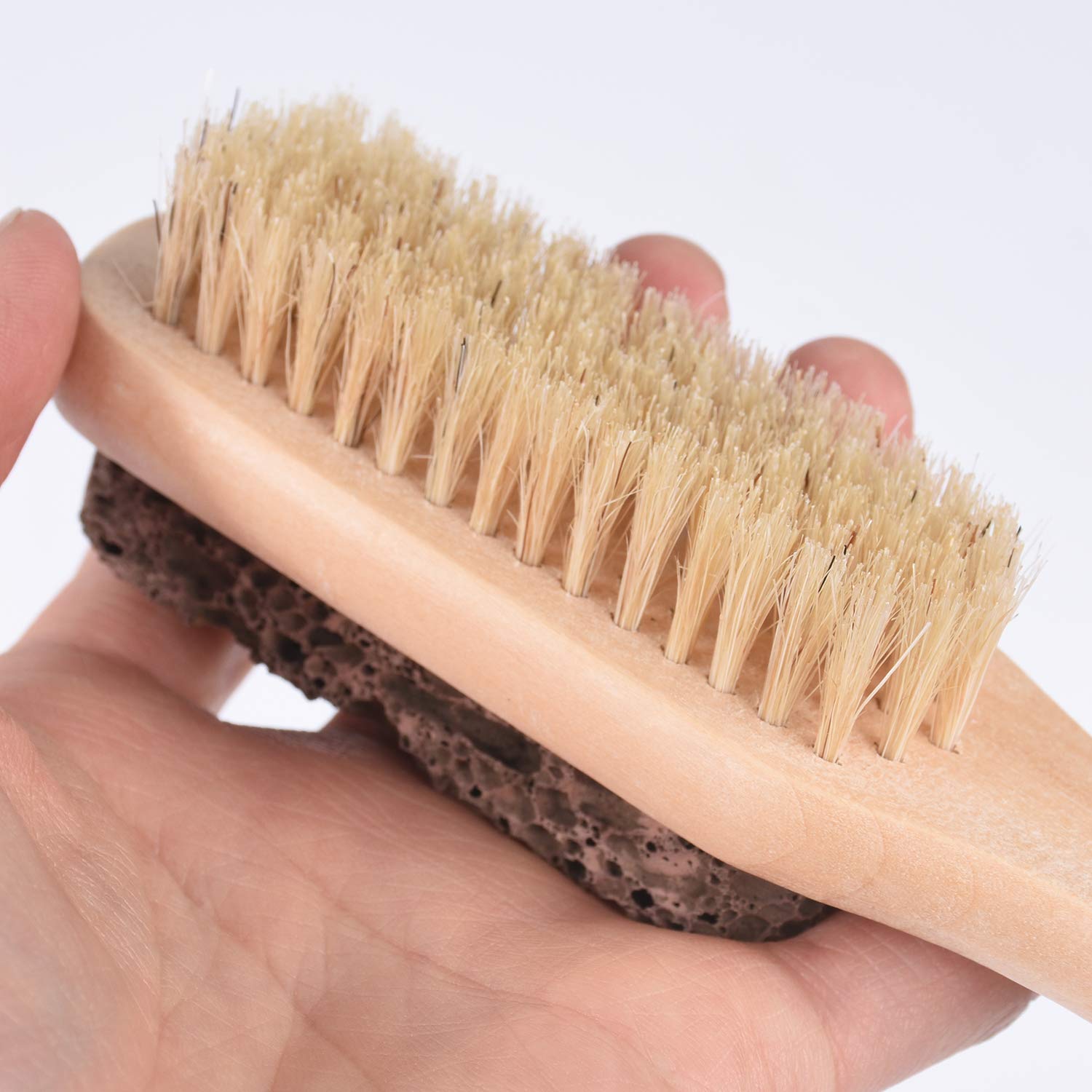 Foot Natural Bristle Brush Stone Pumice Combo with Rope wooden handle Exfoliator Pedicures Calluses Remover SPA Callus Remover with Wood Handle for Foot File: Beauty