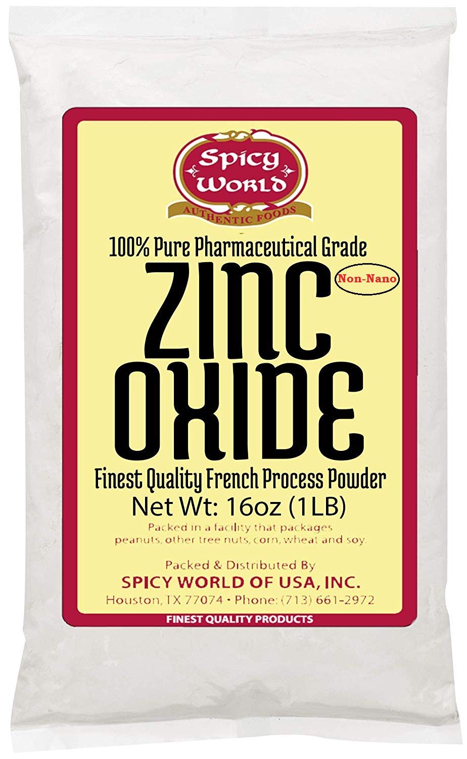 Spicy World Zinc Oxide 1 Pound Bag NON NANO Uncoated 100 Pure