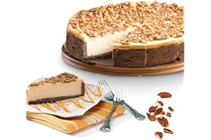 DAVID'S COOKIES Chocolate Caramel Pecan Cheesecake 10" – Pre-sliced 14 pcs – Creamy Cheesecake with Pecans & Caramel – Fresh Bakery Thanksgiving Dessert – Holiday Treat & Gift Idea for Women and Men