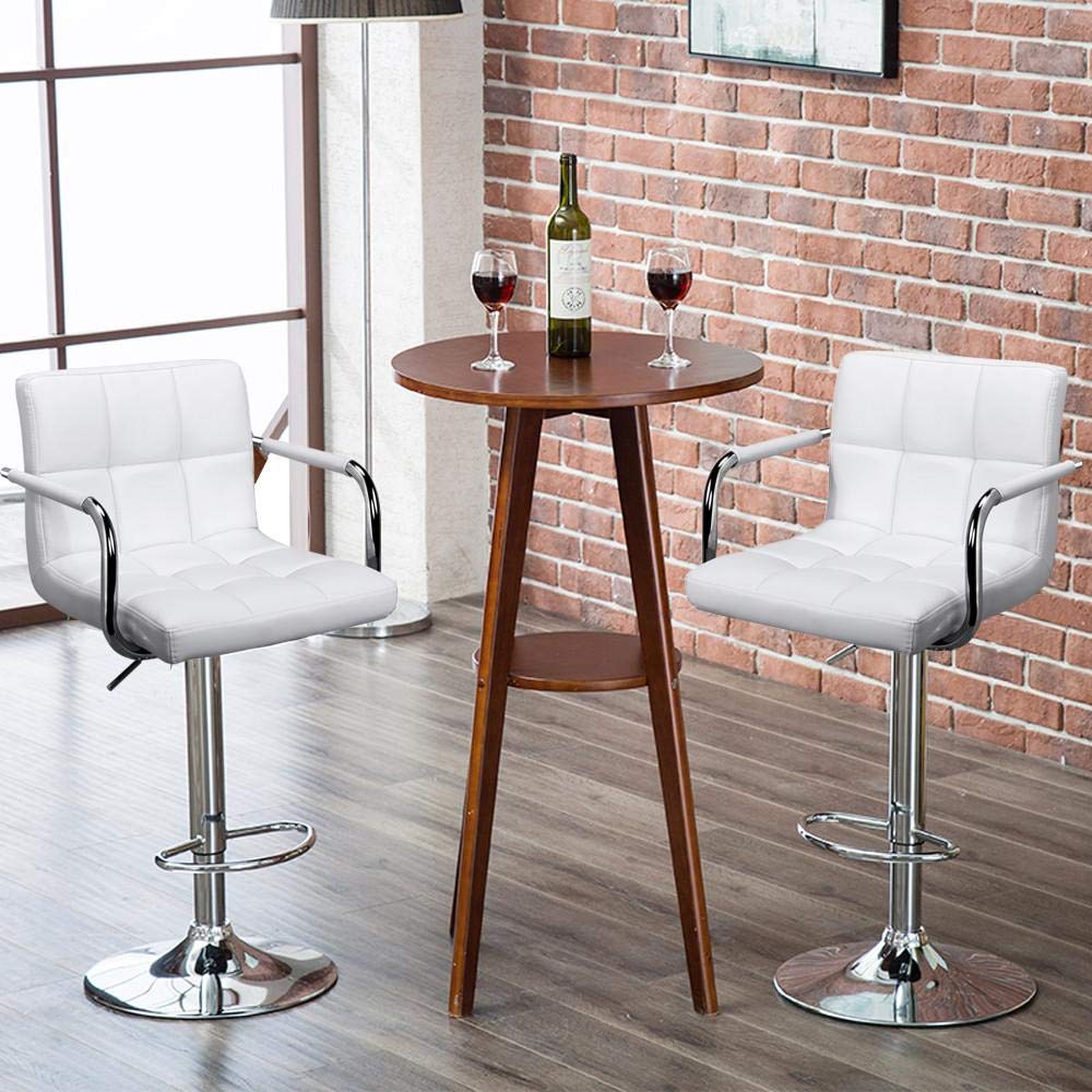 Yaheetech Tall Bar Stools Set of 2 Modern Square PU Leather Adjustable