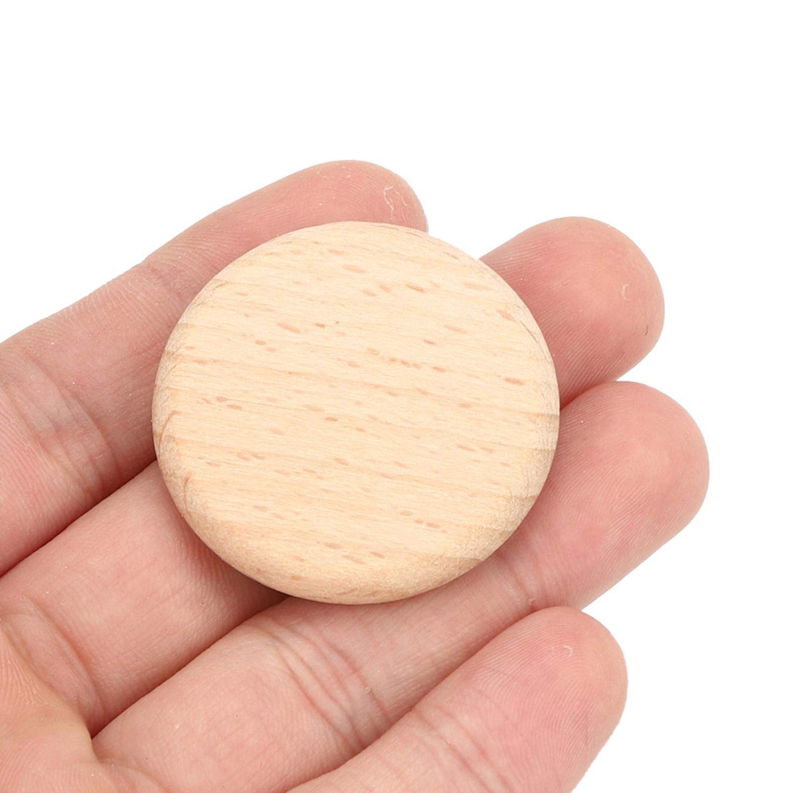 Round Wooden Slices, 3.8 cm, Beech Wood Chips, DIY Craft Decoration, 50 Pieces