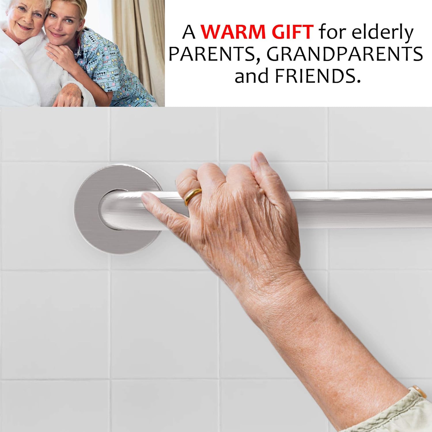 AmeriLuck Stainless Steel Bath Grab Bar, ADA 500lbs Loading Capacity, Brushed Nickel, 18in | 2Pack: Health & Personal Care