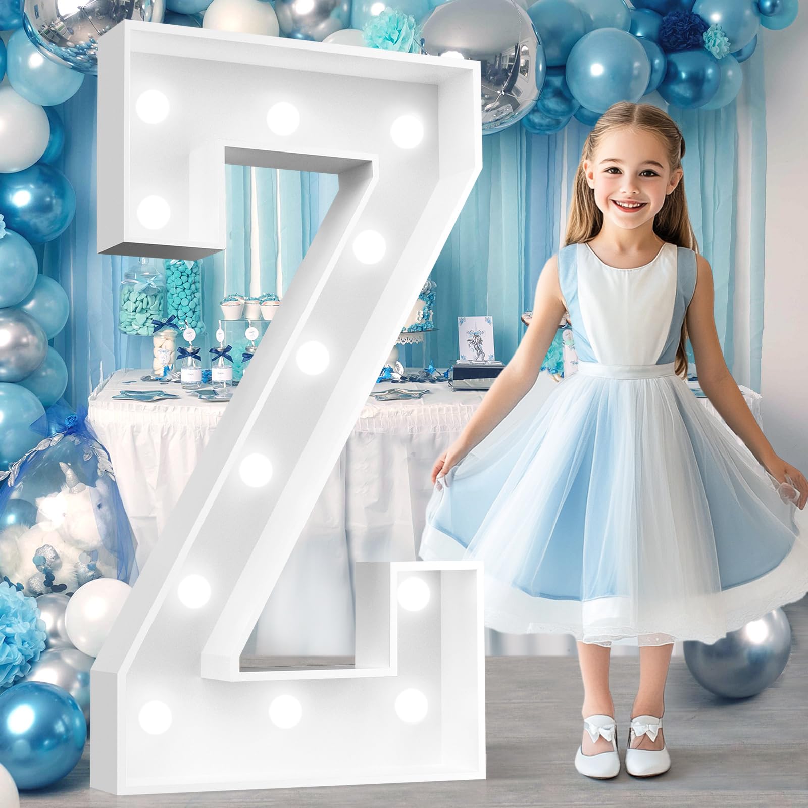 Photo 1 of Ledido 4FT Marquee Light Up Letters, Cool White Light Up Letters Large Marquee Letter for Party Decorations, Mosaic Letter Z for Balloons, Wedding Birthday Graduation Decor