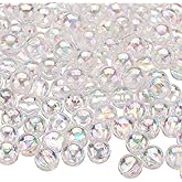 HARFINGTON 1000pcs Acrylic Round Beads AB Colors 6mm Loose Bubble Spacer Craft Beads with Hole for DIY Earring Bracelet Necklace Key Chains, Transparent AB