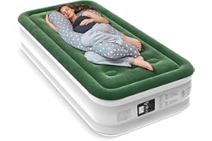 Zearna Twin Air Mattress with Built Pump, 16" Durable Blow Up Mattress Airbed, Comfortable Top Surface Inflatable Mattress for Camping Home & Portable Travel