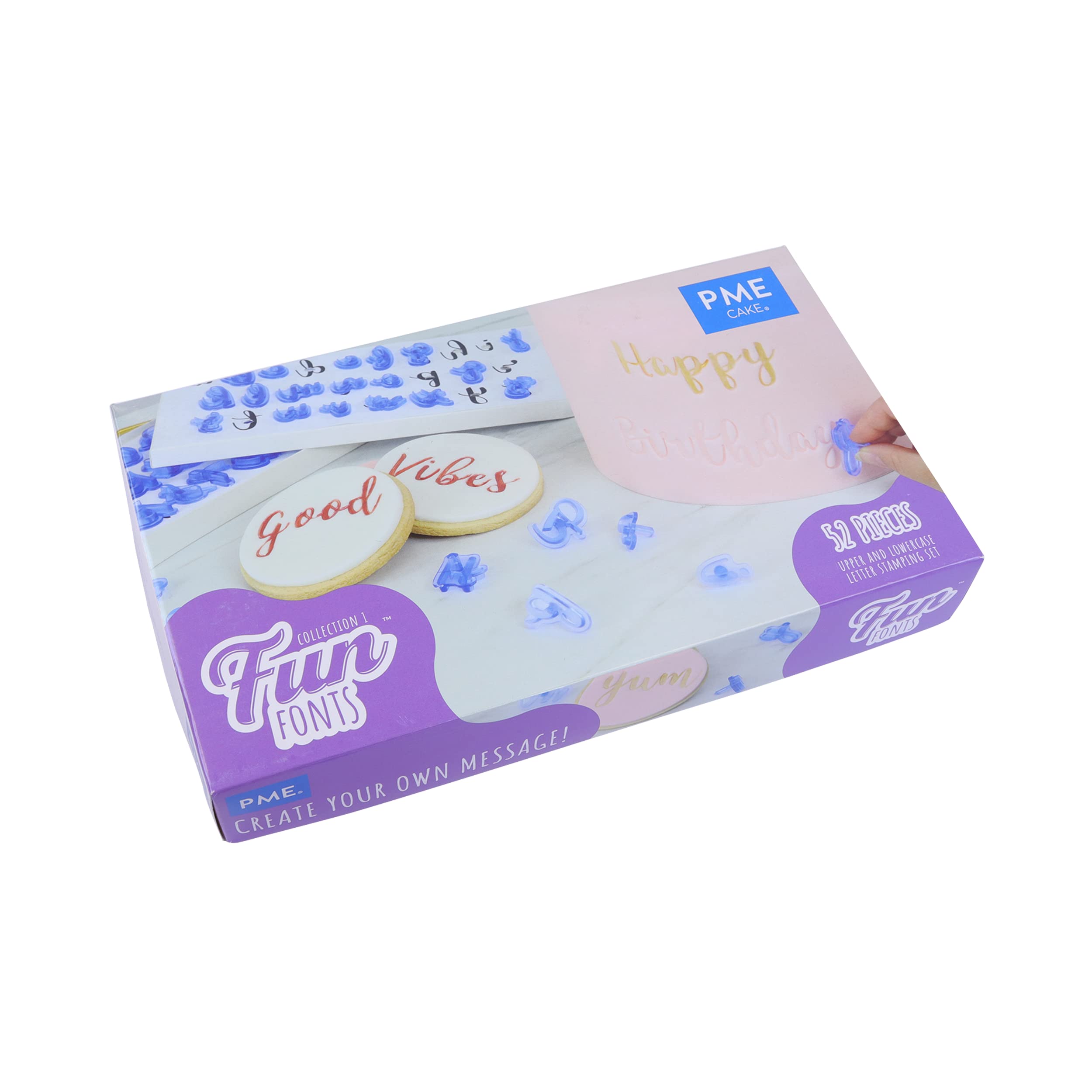 PME FF52 Fun Fonts-Alphabet Stamp Set of 52, Upper and Lower Case, Collection 1, Blue