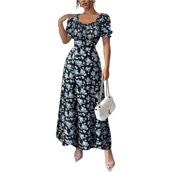 chinese dress ladies GLIGET Summer Dresses for Women 2024 Floral Print Lantern Sleeve Ruffle Hem  A Line Long Dress (Color : White, Size : X-Small) at Amazon Women's  Clothing store