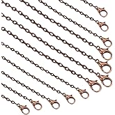 HARFINGTON 20 Pack 18 Inch Necklace Chains Bulk 2.5mm Red Copper Plated Cable Chains with Lobster Clasps for Jewelry Making