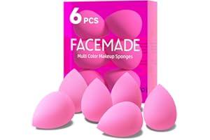 FACEMADE 6 PCS Makeup Sponges Set, Makeup Sponges for Foundation, Latex Free Beauty Sponges, Flawless for Liquid, Cream and Powder, Pink