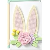 Hallmark Signature Easter Card with Bunny Ears Headband (Somebunny Loves You) for Kids, Grandchildren, Niece