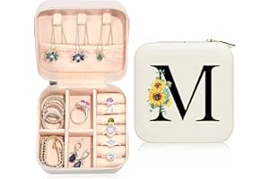 Ldntly Sunflower Jewelry Case,Sunflower Gifts for Women,Initial Travel Jewelry Box,Personalized Gifts for Teen Girls,Mom,Wife,Bridesmaids,21st Birthday Gifts for Her
