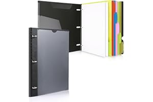 WOT I 1-Pack Telescoping 3 Ring Binder Notebook - Customizable Cover, 5 Dividers & Pocket Folder in One Slim Organizer (60 Sheets Included), Black