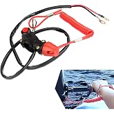 pinflaw 1 PC Motorcycle Boat Safety Kill Stop Switch, with Connector Tether Lanyard, Beach Car Sccessories 49CC-250CC, for Outboard Motors, ATV Boat, Motocross (Black)