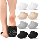 Murmorers Womens Toe Socks for Mules, Half Socks Toe Covers No Show Liners | Non Slip Dress Socks for Clogs Loafers Slip-on, Toe Topper Invisible Cotton Breathable, Black Beige White Tan, 4 to 8 Pairs