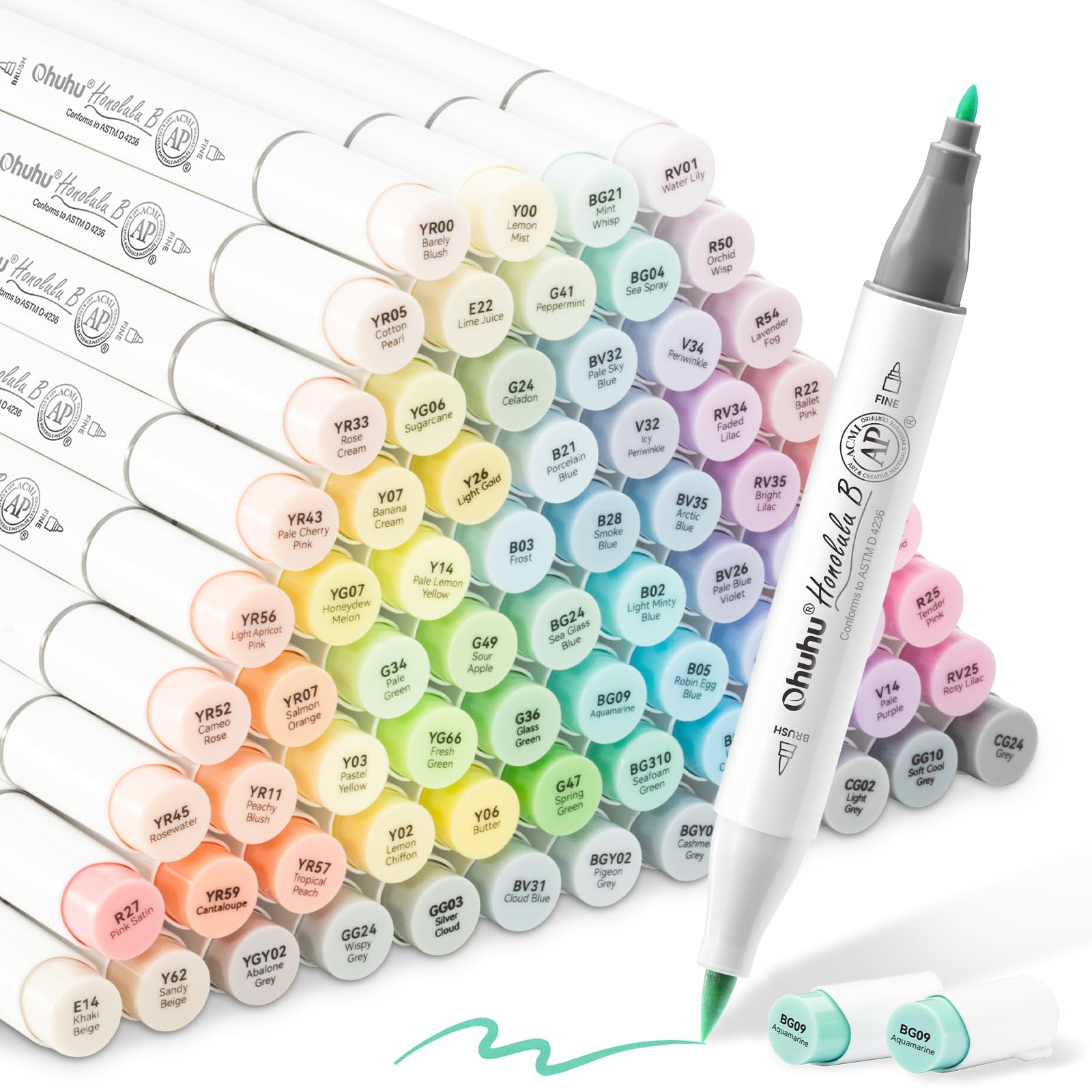 Photo 1 of Ohuhu Pastel Markers Alcohol Based -96 Pastel Colors of Sweetness & Blossoming - Double Tipped Art Alcohol Markers for Artist Adults' Coloring Illustration - Brush & Fine - Honolulu B