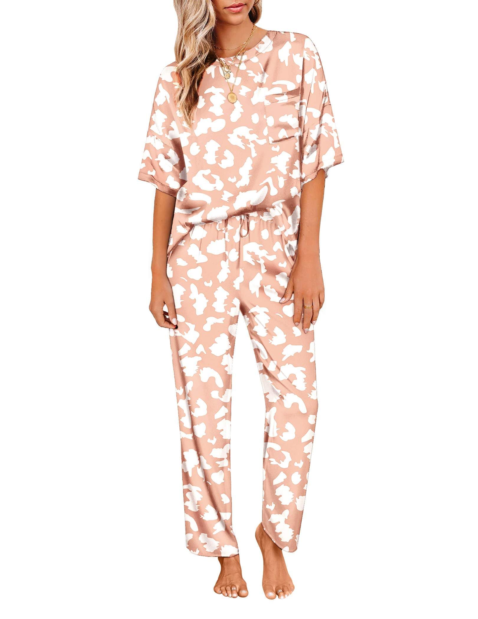 View 1 of *** XXL SIZE***
Ekouaer Womens Satin Silky Pajama Set Short Sleeve Shirt with Long Pajama Pant Set Soft PJ Loungewear