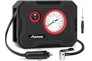 AVID POWER 12V Tire Inflator Portable Air Compressor, Portable Car Air Pump w/Display Gauge and LED Light, Air Pump for Car Tires, Bike, Motorcycle, Compact, Lightweight (Red)