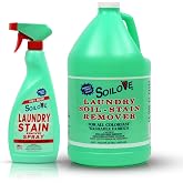 Soilove Laundry Stain Remover, 22 oz Spray + 128 oz Refill, Enzyme Prewash Stain Remover for Clothes, Removes Blood, Grease, Oil, Grass, Wine, Coffee &amp; Food Stains, Safe for Colorfast Fabrics