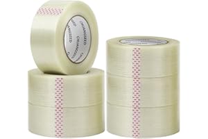 CHUANGSEED 6-Pack Mono Filament Strapping Tape 6.2mil x 2Inch x 60yds Commodity Grade Heavy Duty Transparent Reinforced Fiberglass Tape