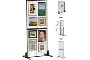 DEYEGELEA 2-PACK Foldable Grid Wall Panels, Heavy Duty Double Sided Display Rack with T-Base Floor Stand - for Retail Stores,