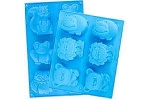 Beasea Animal Soap Molds, 2 Pack Large 3D Silicone Mat Chocolate Cake Candy Cookie Baking Making Clay Ice DIY Hard Resin Gummy Cube Tray Set Decoration Handmade Craft Bear Shape