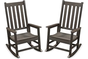ACUEL Outdoor Rocking Chair Set of 2, HDPE Oversized Patio Rocking Chairs, Weather Resistant, 350lbs Heavy Duty Porch Rocker with High Back for Backyard, Fire Pit, Garden and Indoor (Dark Brown)