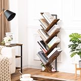 HOOBRO Tree Bookshelf Tall 9-Tier Floor Standing Book Shelf Rustic Brown Black view 2