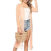Totatuit Long Summer Cardigan for Women Lightweight Open Front Tops Solid Duster Swimwear Beach Cover Up