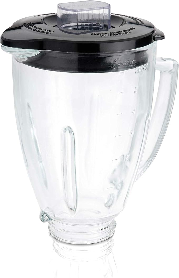 Amazon Com Oster Blender 6 Cup Glass Jar Lid Black And Clear Kitchen Dining