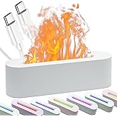 HMFREE Essential Oil Diffuser, Fireplace Fire Flame Aromatherapy Diffuser, 150ml Ultrasonic Cool Mist Humidifier, Scent Aroma Diffuser with 7 Colors Light, Timer & Auto-Off for Home, Room (White)