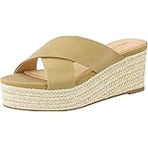PIZZ ANNU Women's Misty Criss Cross Platform Wedge Sandals Open Toe Espadrille Heels Sandals for Casual Summer Slide Shoes