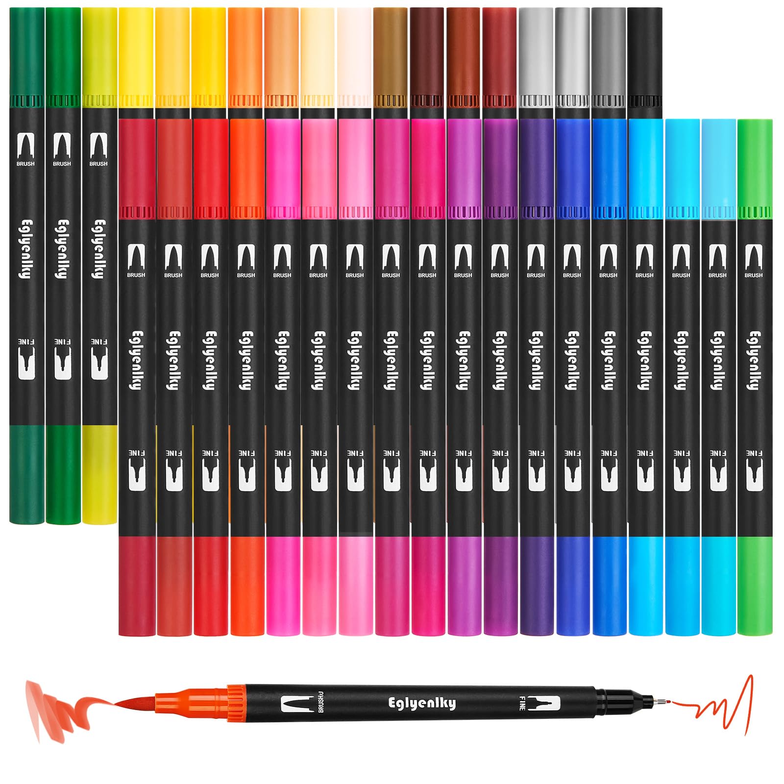 Eglyenlky Colored Markers for Adult Coloring Books for Adults Relaxation, 36 Marker Set Felt Tip Marker with Brush and Fine Tip for Adult Teen Kid