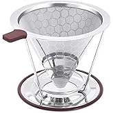 Pour Over Coffee Dripper, MISETTO Stainless Steel Filter,Easy to Clean Paperless pour over coffee maker,Reusable Filter,Cone 