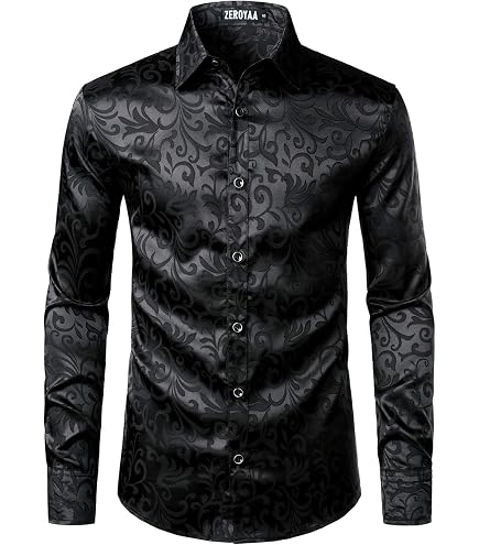 Amazon.com: ZEROYAA Men's Paisley Jacquard Slim Fit Long Sleeve