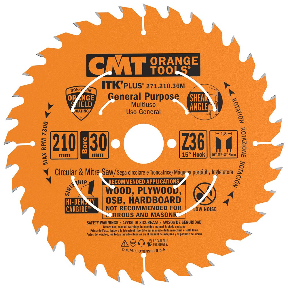 CMT – 271.210.36 M – Circular Saw ITK Plus HW 210 x 1.8 x 30 (+ 25) Z = 36