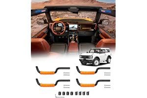 Sunsdrew Bronco Grab Handles,4 PCS Automotive Front&Rear Roll Bar Grab Handles for 2021 2022 2023 2024 2025 Ford Bronco 4 Door Handles,Non-Slip Cotton Orange Handles Bronco Interior Accessories