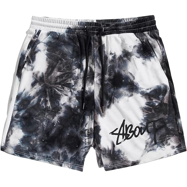 Liposhion Mens Casual Black Drawstring Tie Dye Summer Shorts
