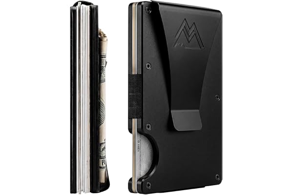 Mountain Voyage Minimalist Wallet for Men & Women with Money Clip or Cash Strap - RFID Blocking Metal Wallet for Men - Scratc