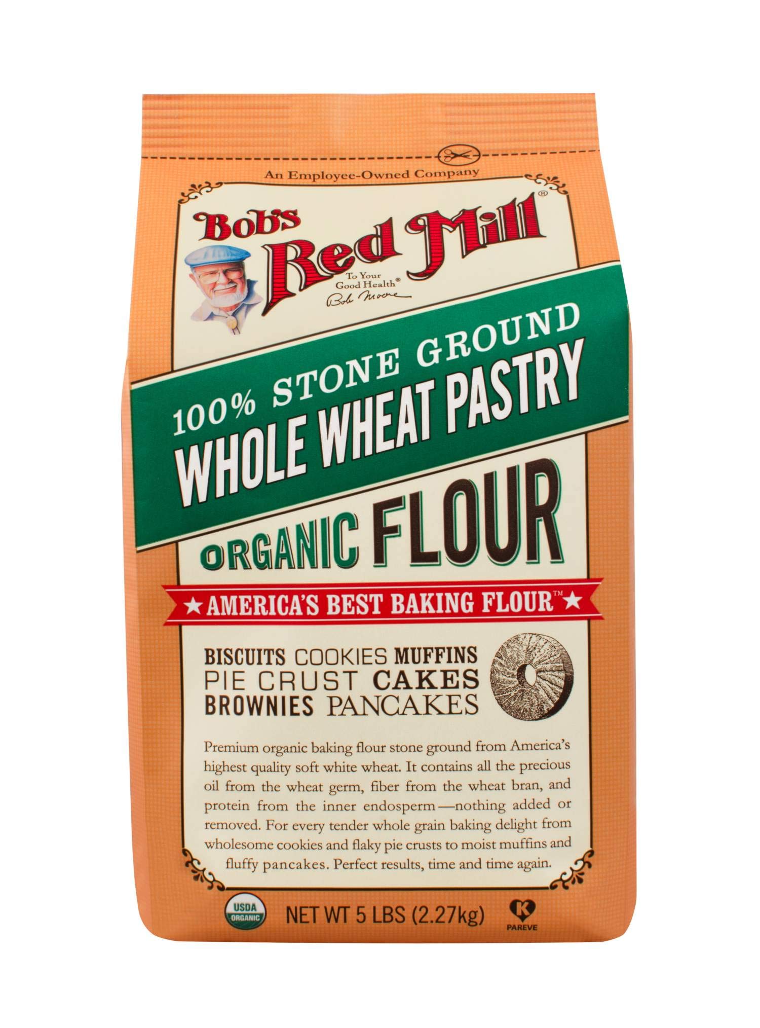 Bob's Red Mill, Organic Pastry Flour, Whole Wheat, 5 lb Buy Online in