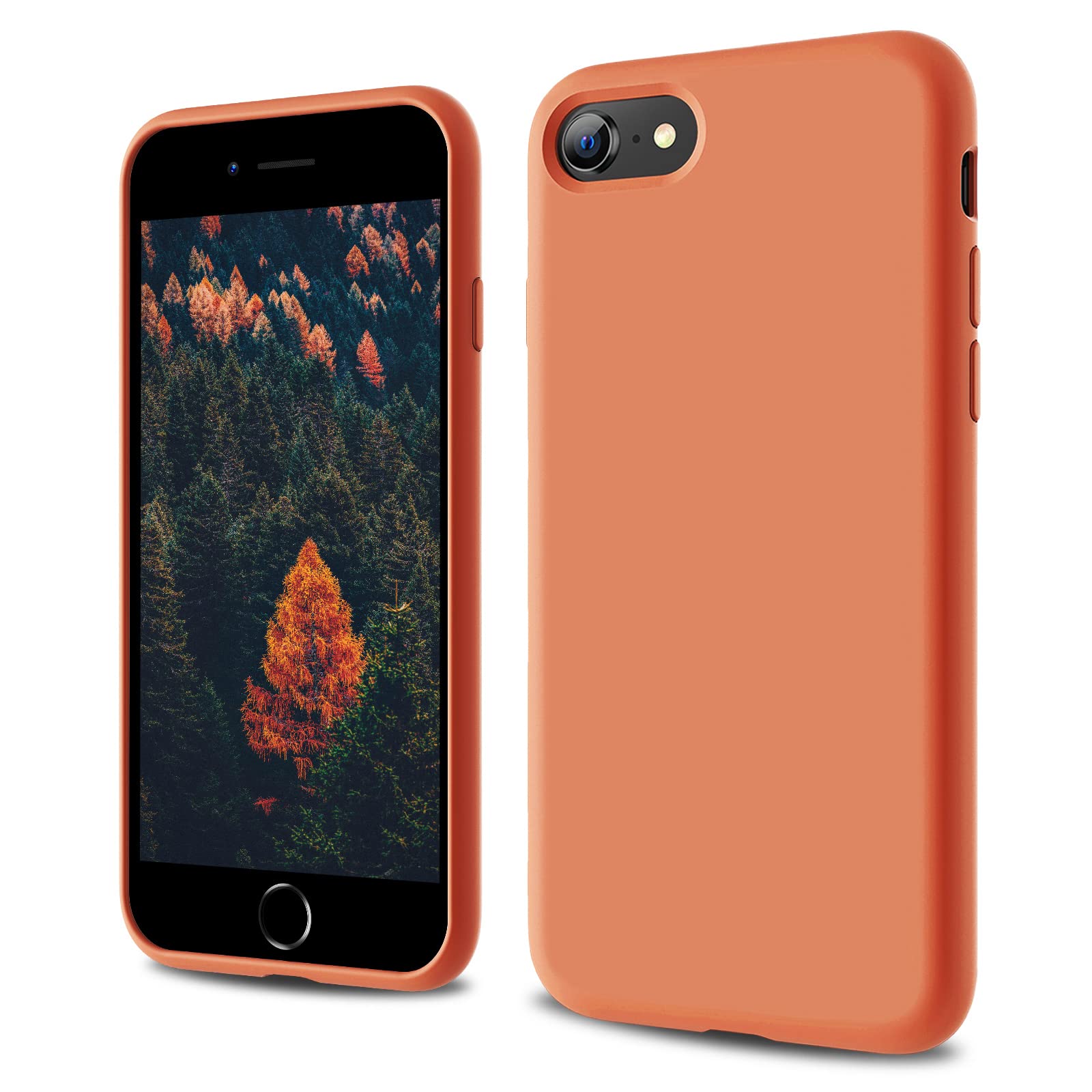 CALOOP Designed for iPhone SE Case 2020/2022, iPhone 8/7 Case, Liquid Silicone Full Body Protective Covered Silky-Soft Anti-Scratch Gel Rubber Slim Shockproof Cover 4.7 inch, Orange โ image 1