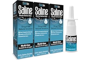 Shusher Care Saline Spray for Nose - Nasal Spray Saline Solution for Newborn, Baby & Adults, Salt Water Decongestant Mist for Stuffy Nose, Travel Friendly, Natural, 0.9% Saline - 30 ml (Pack of 3)