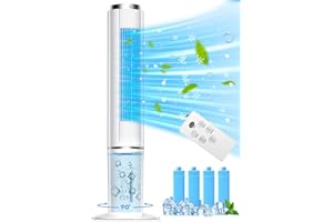 COOLECH 42 INCH Evaporative Air Cooler w/Remote &LED Touch Screen, 4 Mode &3 Speed, 1-Gal Tank for 15H Cooling, 12H Timer for Auto Off, 70°Oscillation Portable Swamp Cooler, Air Cooler for Room Patio